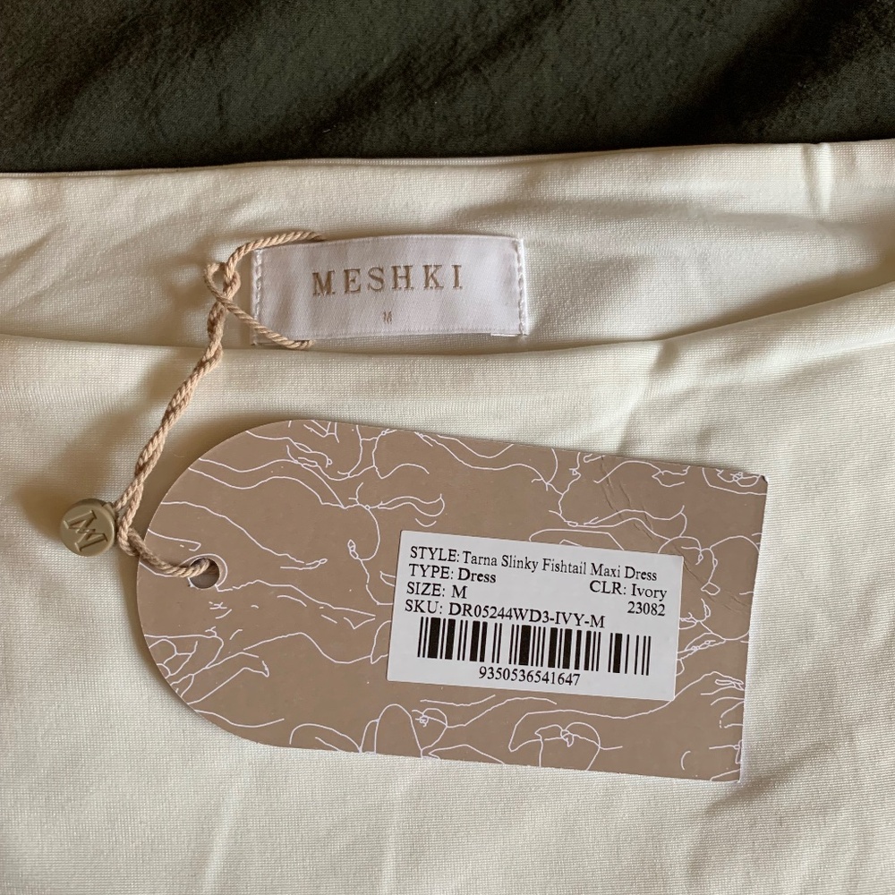 Meshki Tarna Slinky Fishtail Maxi Dress - Ivory - Size Medium - Picture 5 of 7